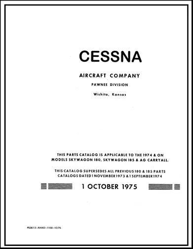 Cessna 180 & 185 1974-76 Parts Catalog 1