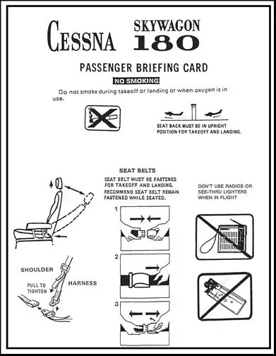 Cessna 180 Passenger Briefing Cards 1