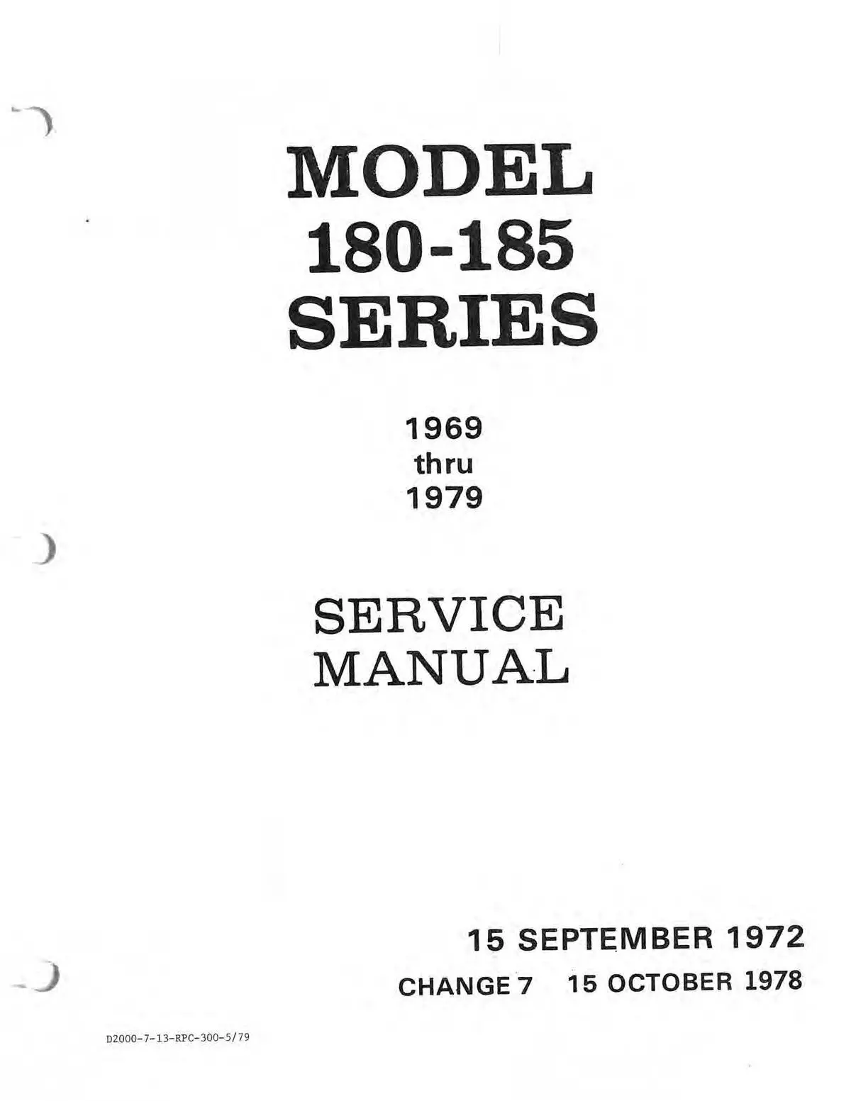 Cessna 180 & 185 Skywagon 1969-1979 Service Manual D2000-7-13 1