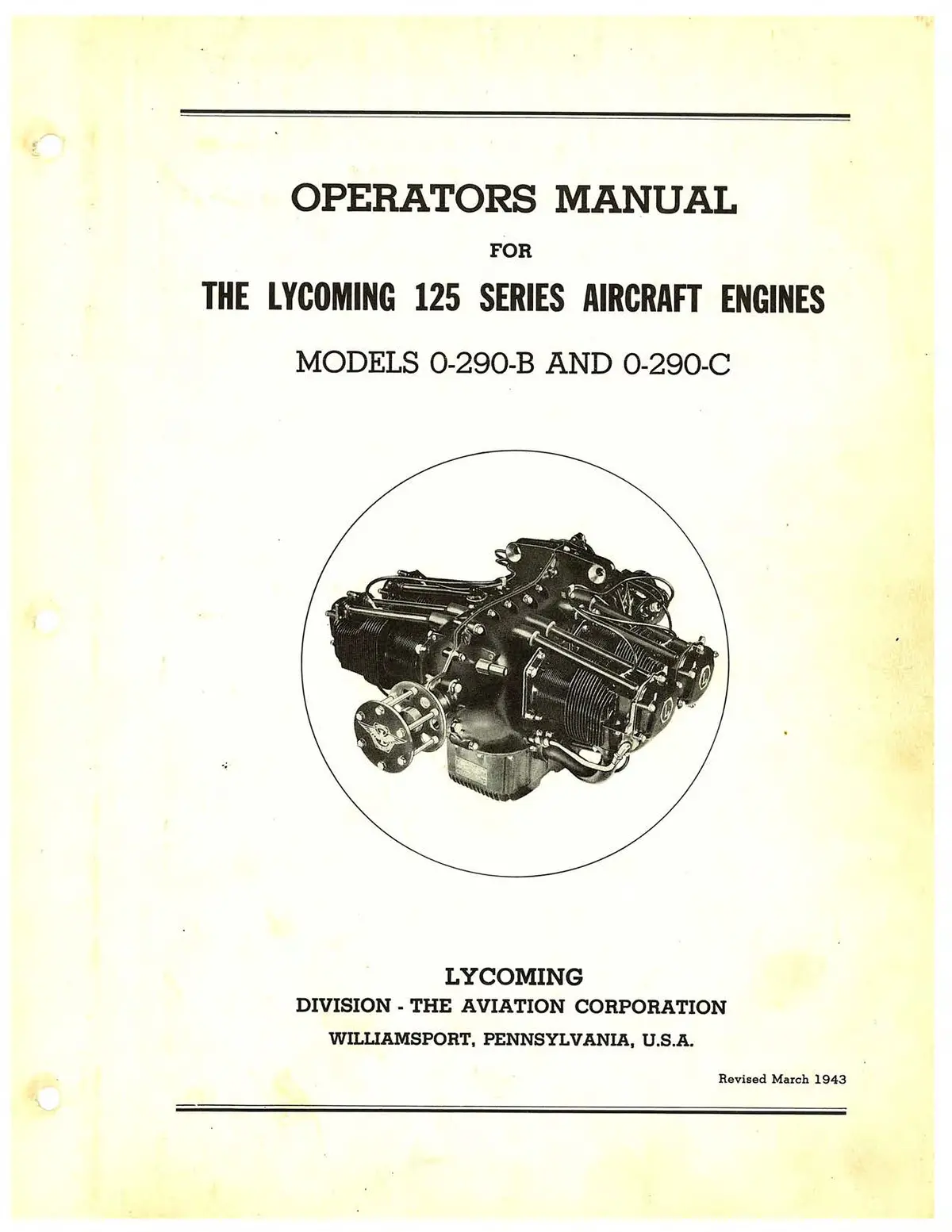 Lycoming 125 Series O-290B,O-290C Operator's Manual 1
