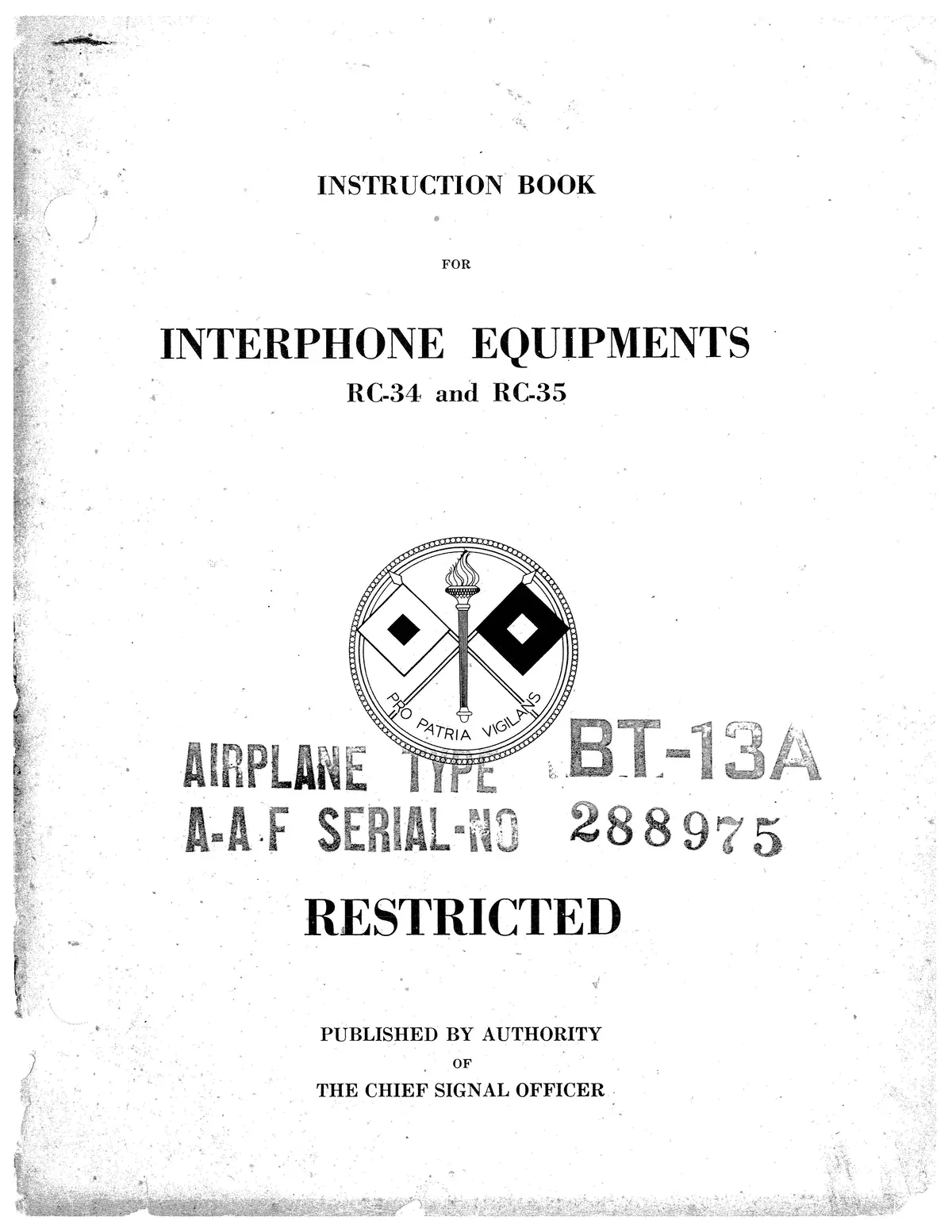 Interphone Equipments Rc-34 And Rc-35 Instruction Book 1