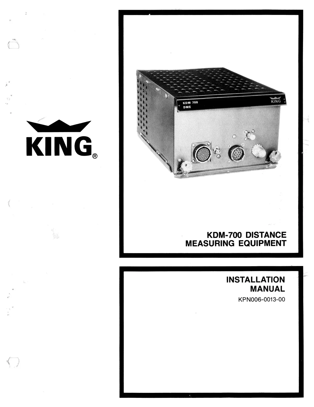 King Kdm-700 Dme Installation Manual (Kpn006-0013-00) 1