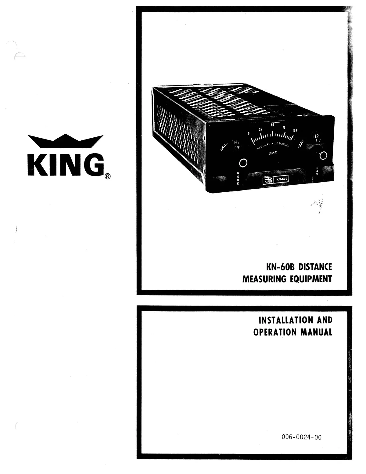 King Kn-60B Dme Installation Manual (006-0024-00) 1