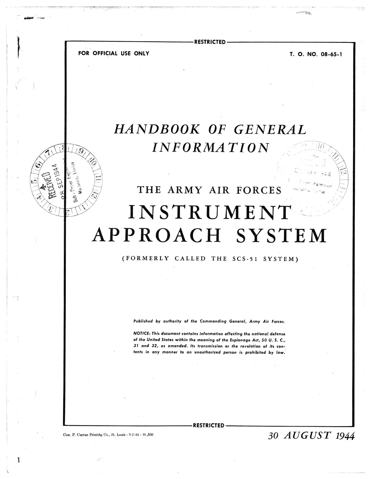 Instrument Approach System Handbook Of General Information (08-65-1) 1