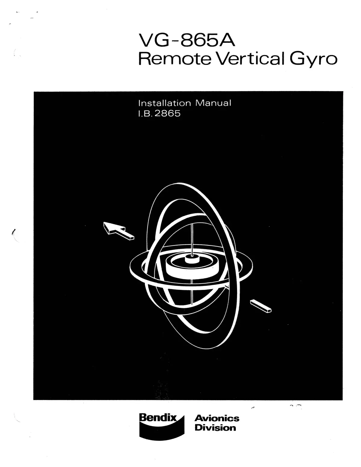 Bendix Vg-865A Remote Vertical Gyro Installation Manual (I.B.2865) 1