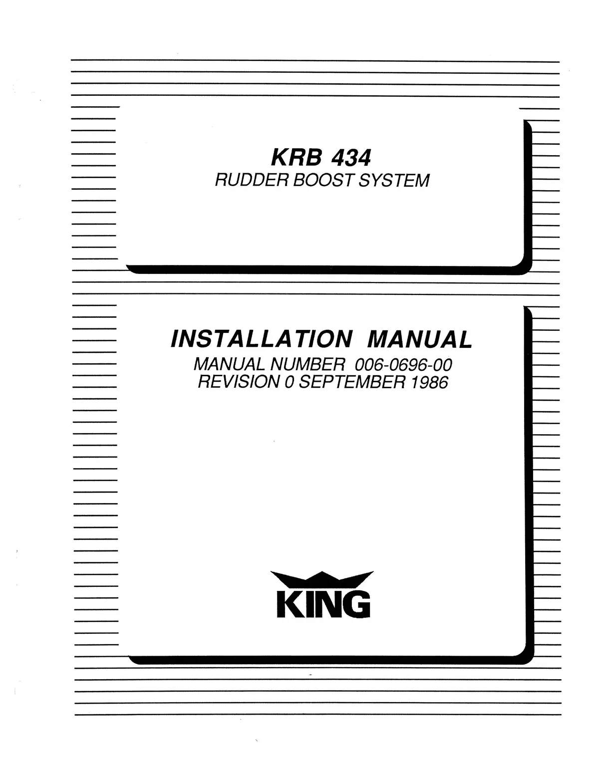 King Krb 434 Rudder Boost System Installation Manual (006-0696-00) 1