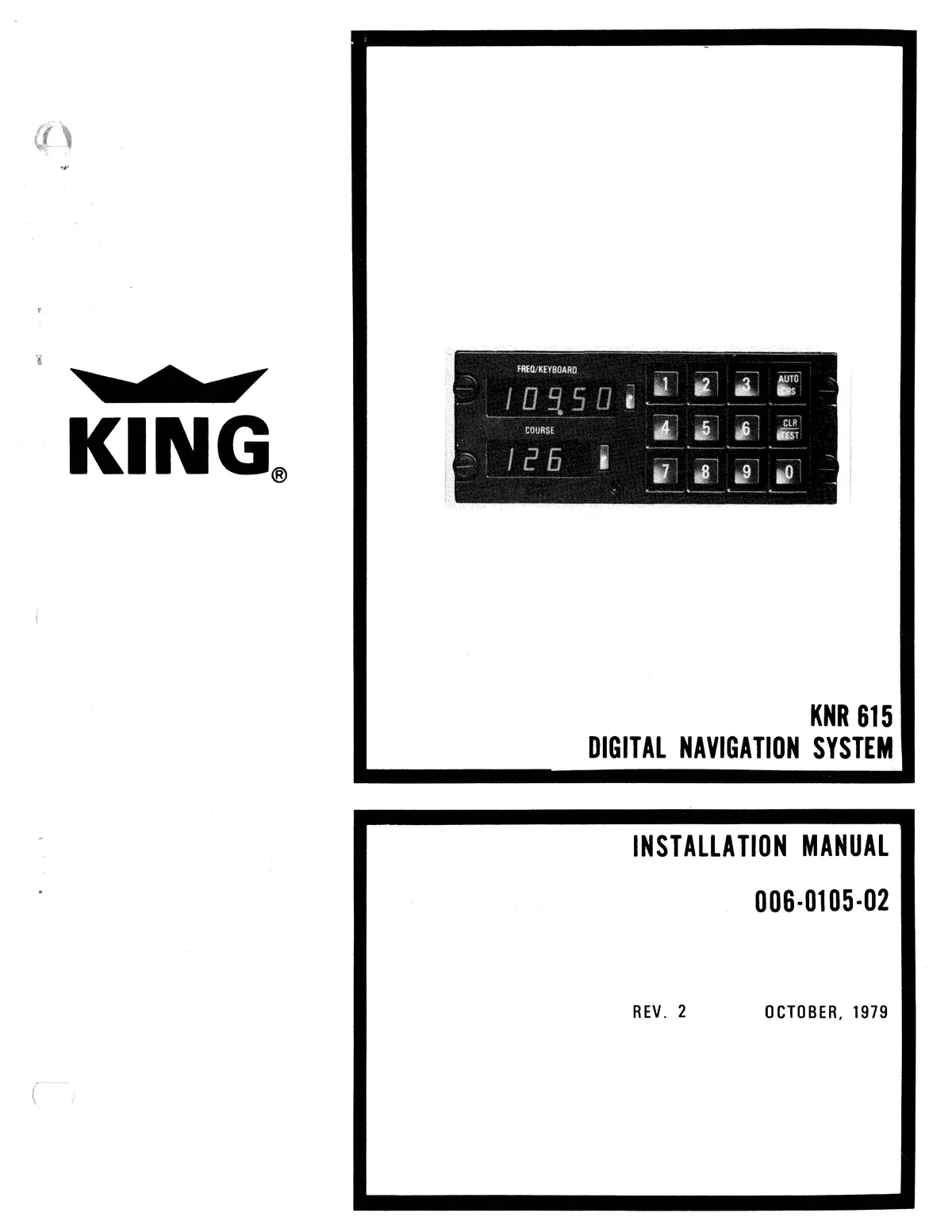 King Knr 615 Digital Navigation System Installation Manual (006-0105-02) 1