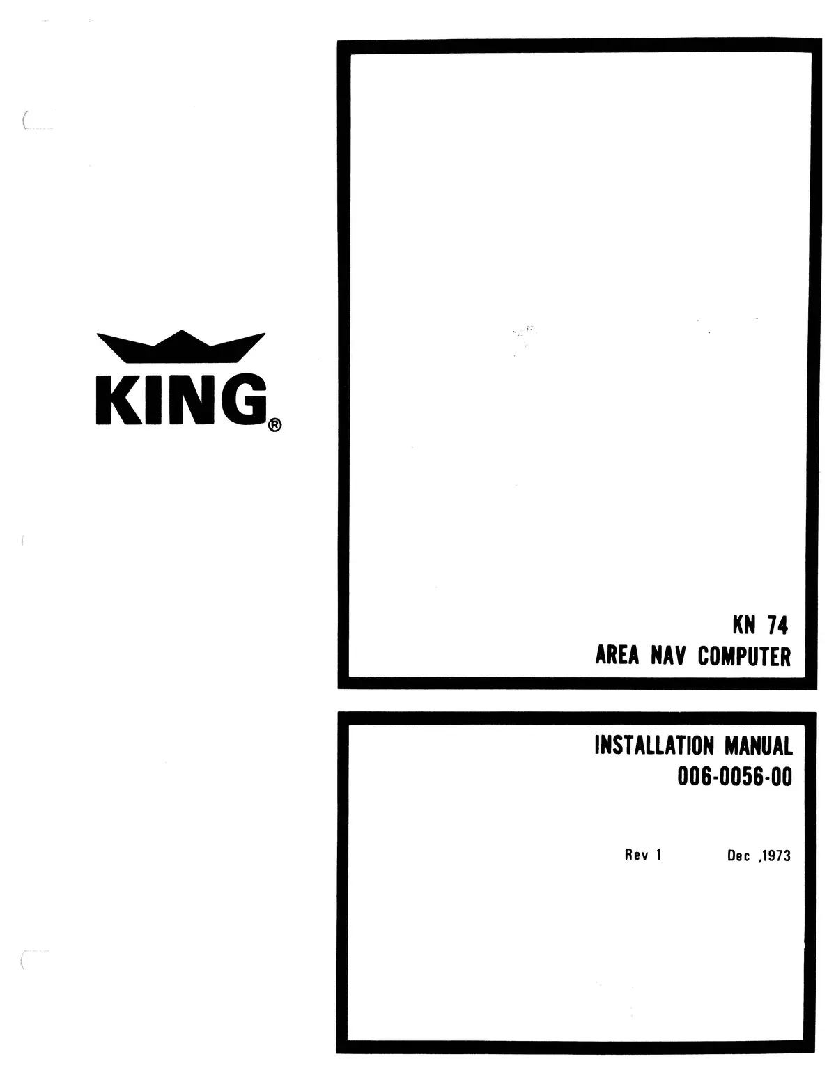 King Kn 74 Area Nav Computer Installation Manual (006-0056-00) 1