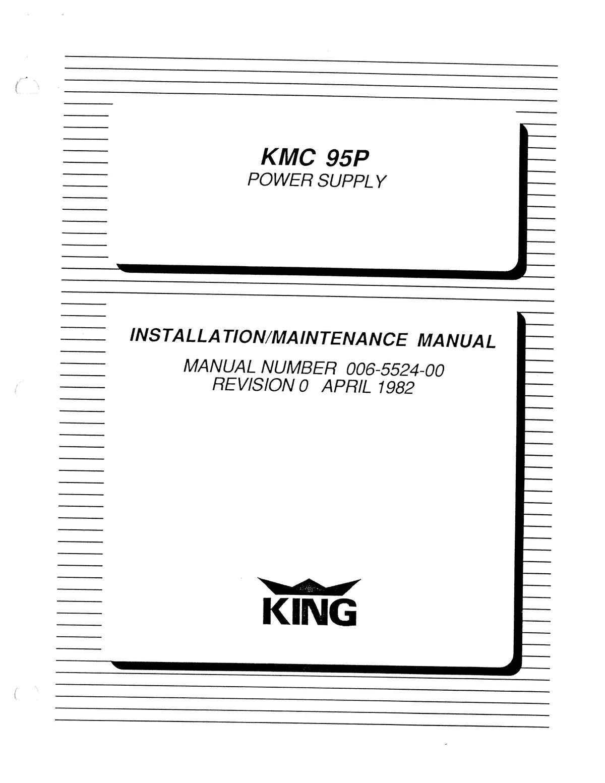 King Kmc 95P Power Supply Installation-Maintenance Manual (006-5524-00) 1