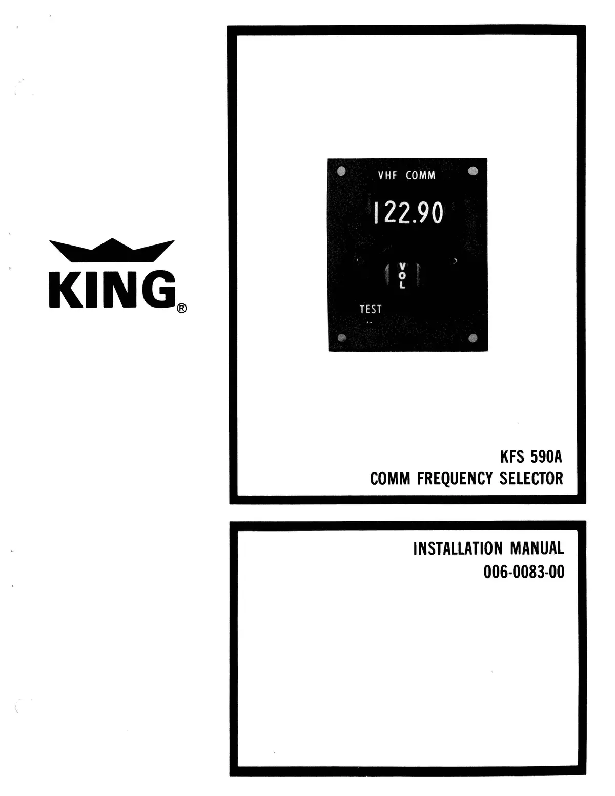King Kfs-590A Comm Frequency Selector Installation Manual (006-0083-00) 1