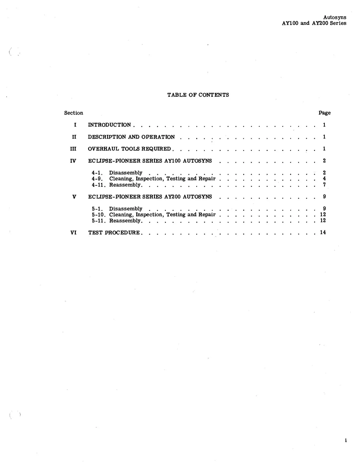 Eclipse-Pioneer Autosyns Series Ay 100 & Ay 200 Overhaul Instructions (99-30I) 2