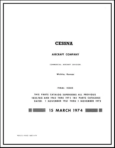 Cessna 182 1962-73 Illustrated Parts Catalog 1