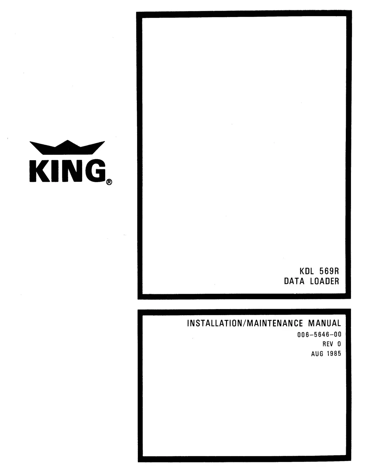 King Kdl 569R Data Loader Installation-Maintenance Manual (006-5524-00) 1