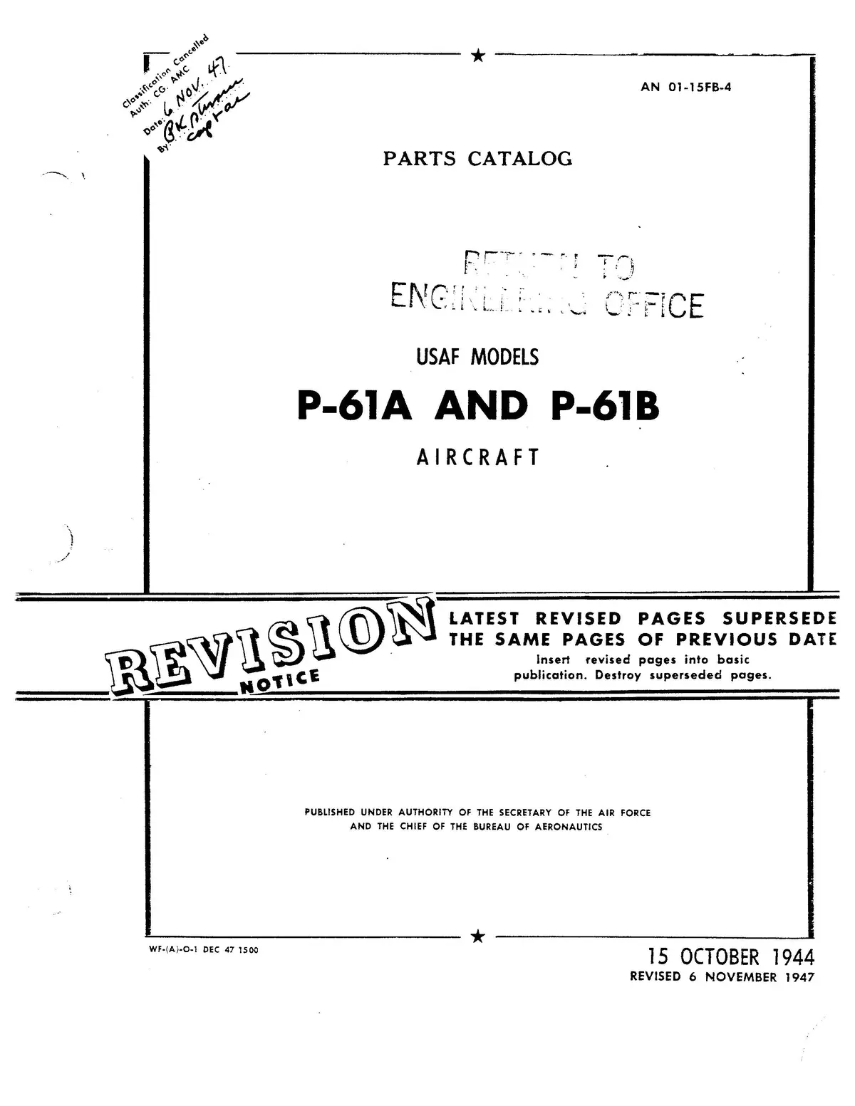 Northrop Aircraft Inc. P-61A,B 1944 Illustrated Parts Catalog (01-15Fb-4) 1