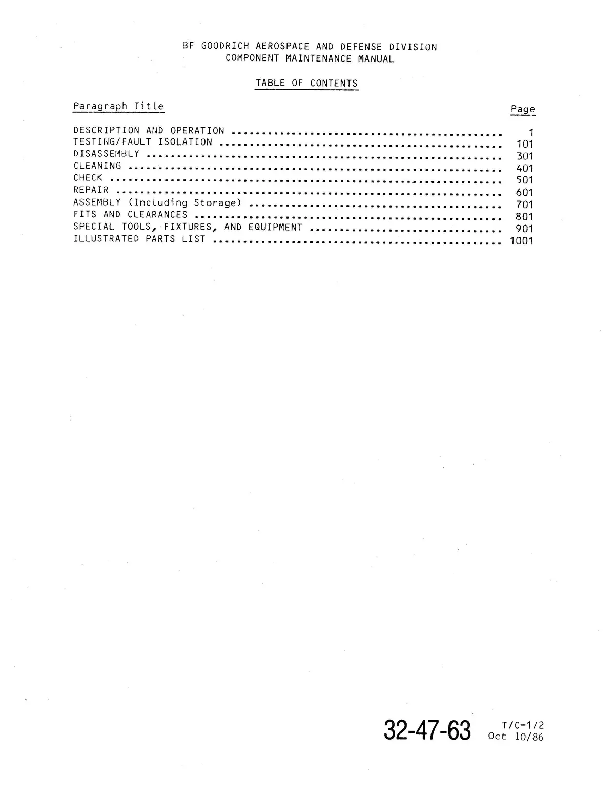 B.F. Goodrich 3-1076 Opt1 Nose Landing Gear Brake Assembly Component Maintenance Manual With Illustrated Parts (Jn42933/109) 2