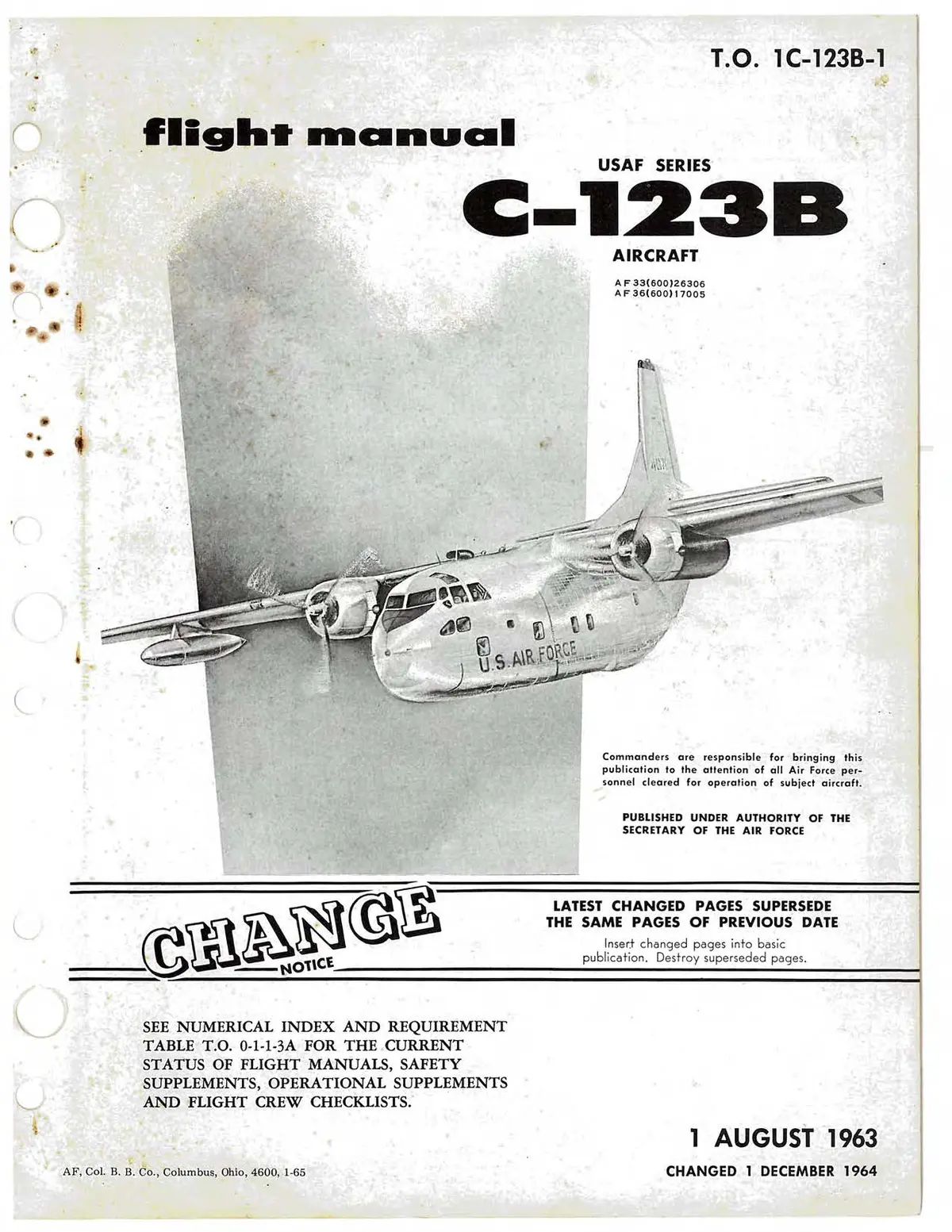 Fairchild C-123B 1963 Flight Manual (1C-123B-1) 1