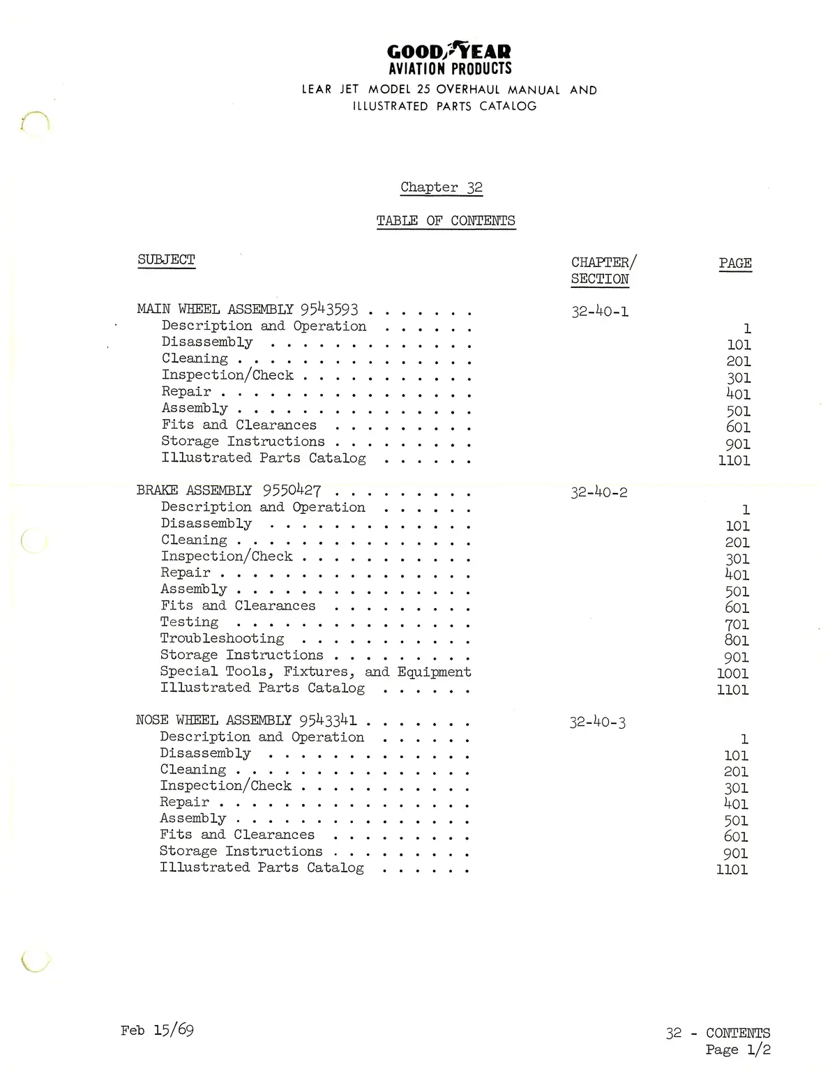 Goodyear Ap-290-1 Main Wheel, Brake, Nose Wheel Assembly Overhaul With Illustrated Parts List 2