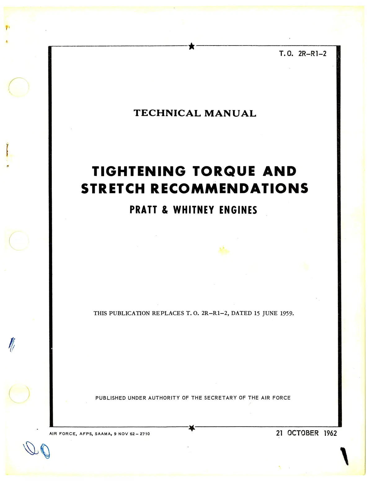 Pratt & Whitney Engines Tightening Torque And Stretch Recommendations (2R-R1-2) 1