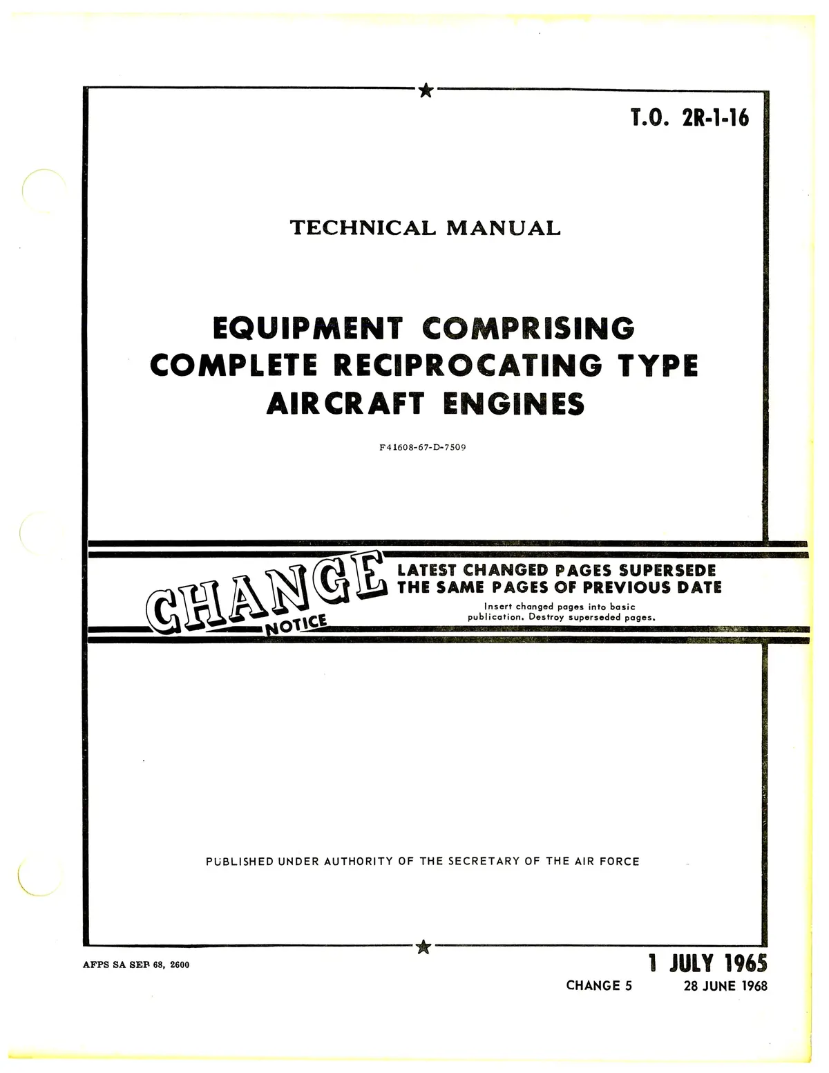 Equipment Comprising Complete Reciprocating Type Aircraft Engines (2R-1-16) 1