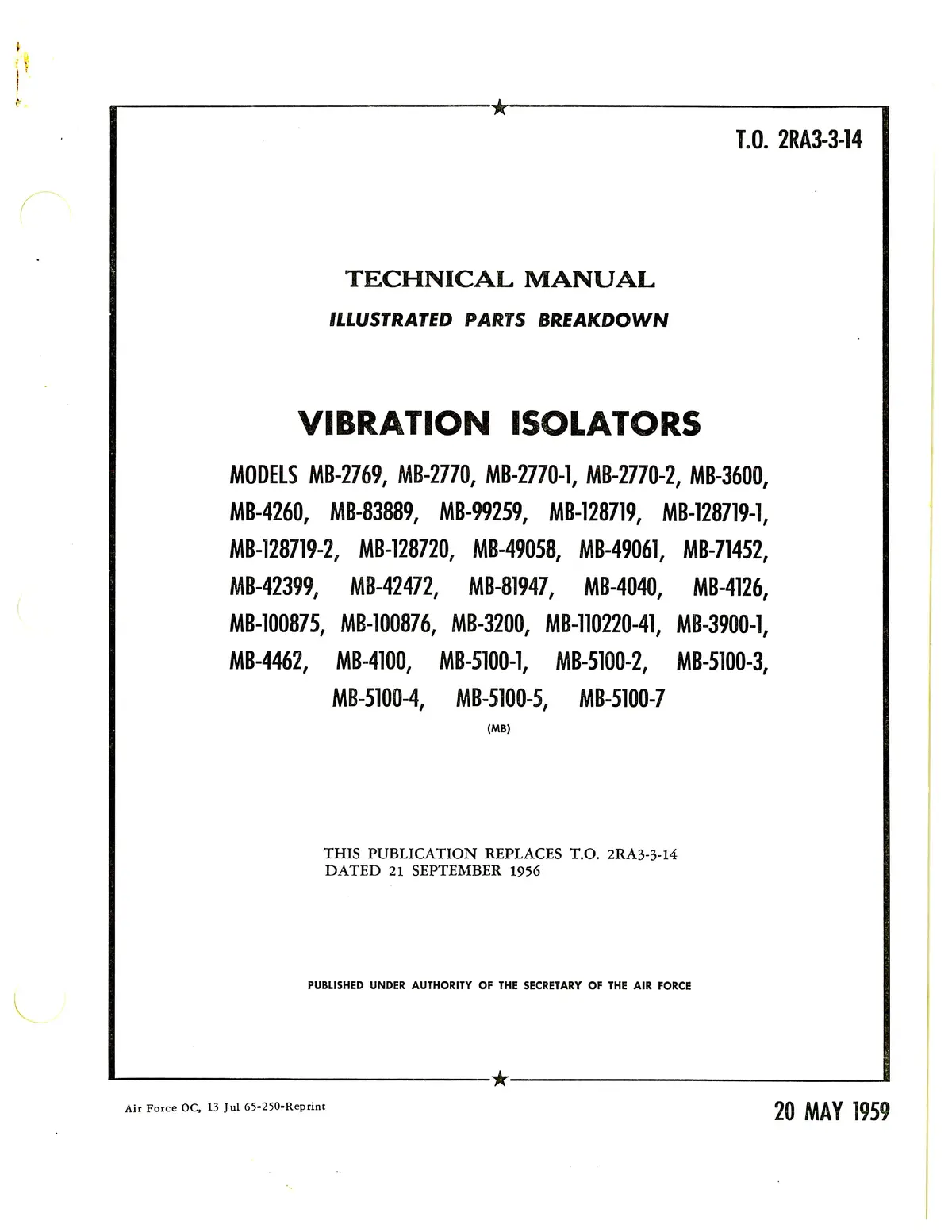 Vibration Isolators Mb Series Vibration Isolators Illustrated Parts Breakdown (2Ra3-3-14) 1