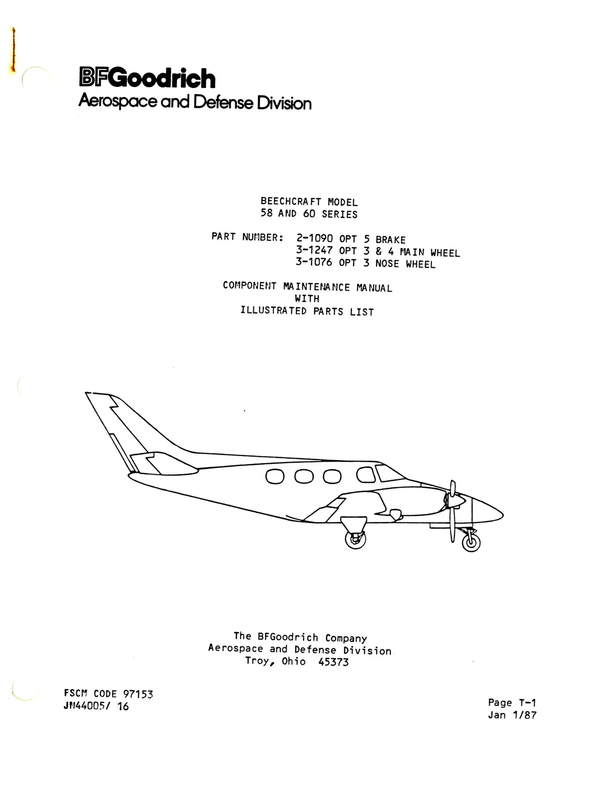 B.F. Goodrich 2-1090, 3-1247, 3-1076  Main, Nose Wheel, Brake Component Maintenance With Illustrated Parts 1