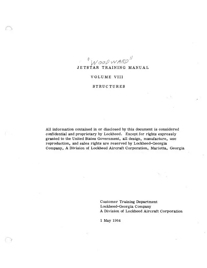 Lockheed Jetstar Training Manual Volume 8 Structures 1