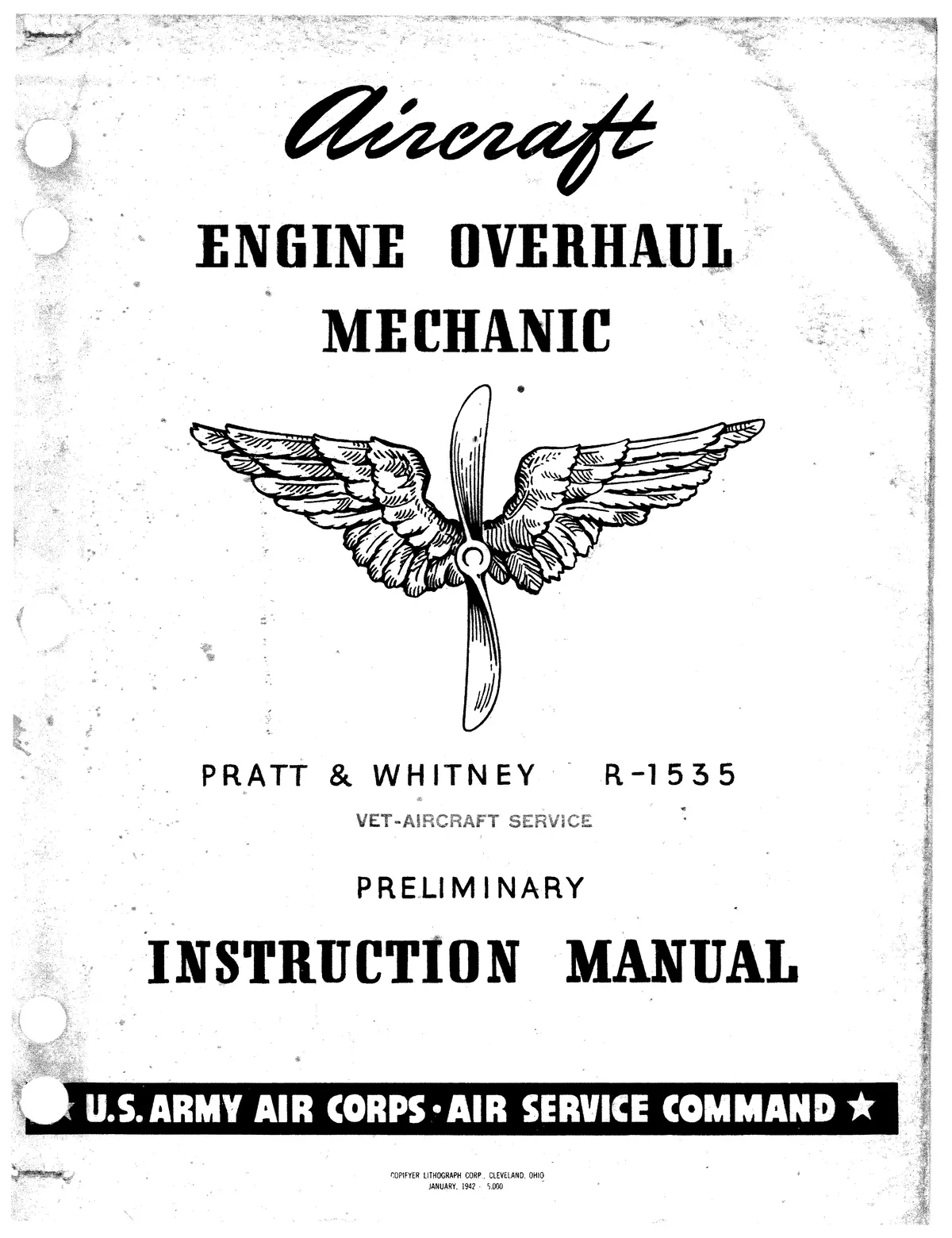 Pratt & Whitney R-1535 Aircraft Engine Overhaul Mechanic Preliminary Instruction Manual 1
