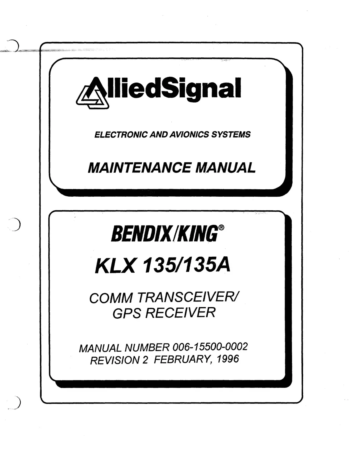 Bendix King Klx 135-135A Maintenance Manual 006-15500-0002 1