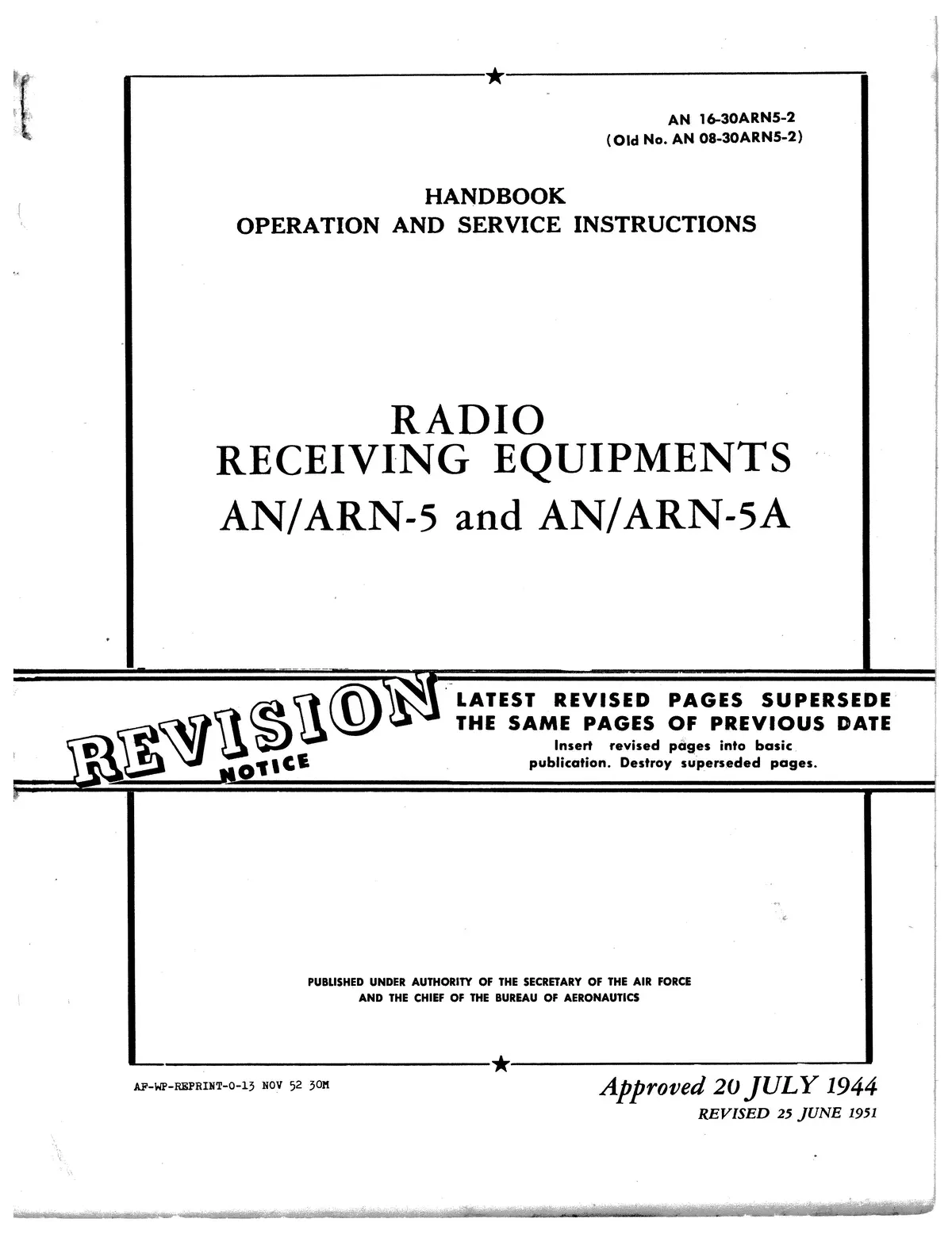 Radio Receiving Equipment An/Arn-5 & An/Arn-5A Operation & Service An 16-30Arn5-2 1