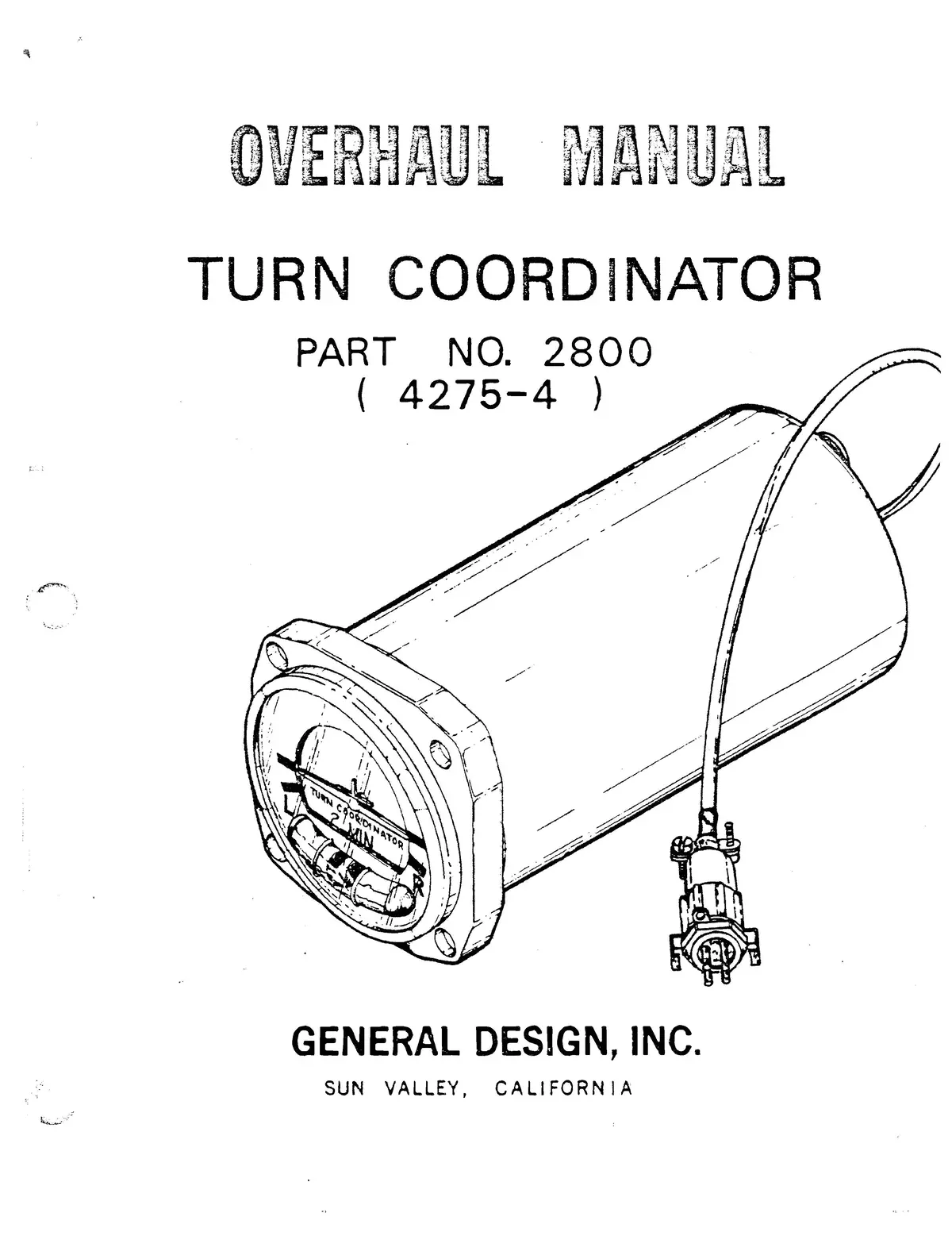 General Design Turn Coordinator Part No 2800 (4275-4) Overhaul Manual 1