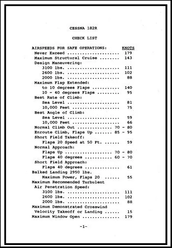 Cessna 182 Pilot's Checklist 1