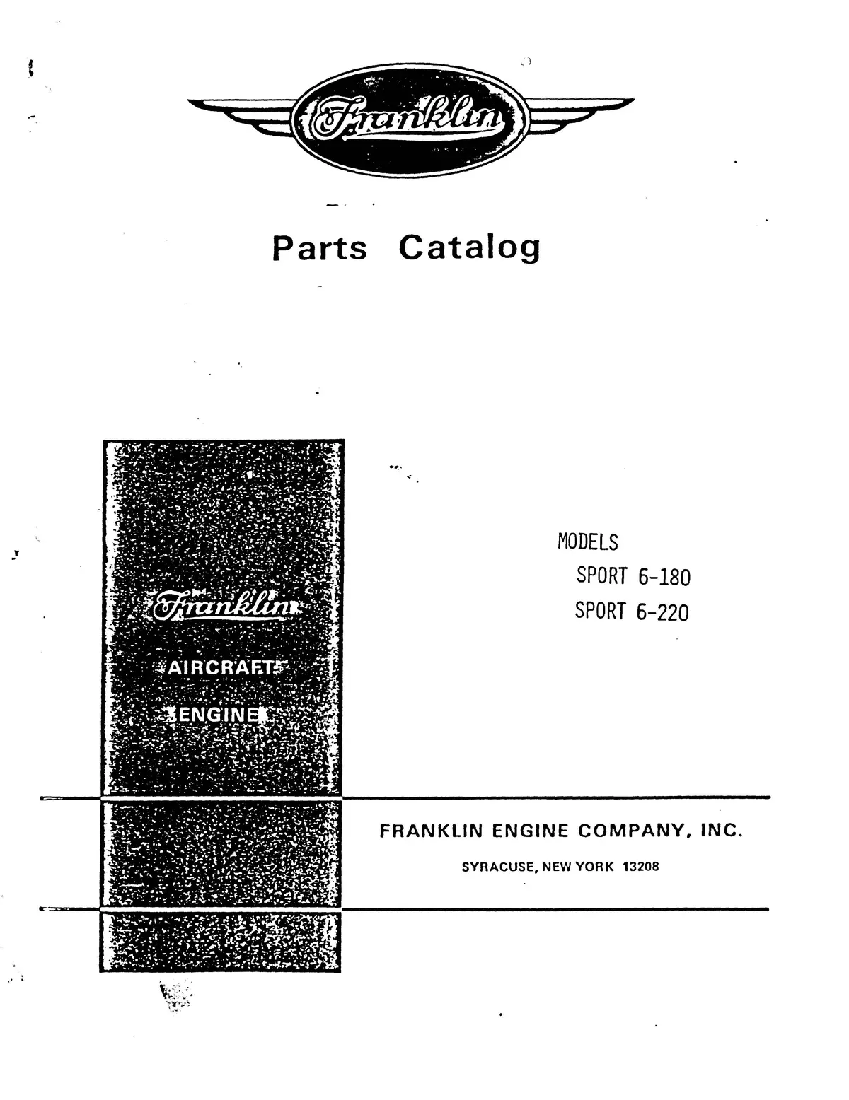 Franklin Sport 6-180 & Sport 6-220 Parts Catalog Not Illustrated 1