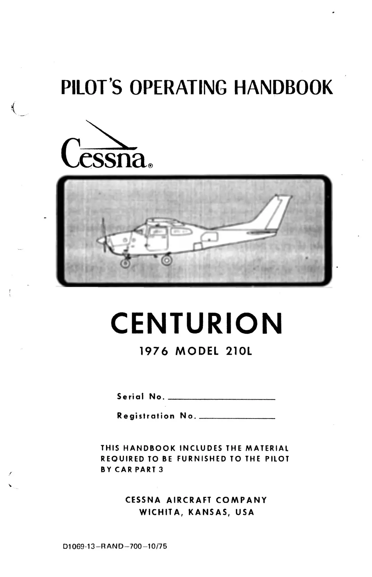 Cessna 210L Centurion 1976 Pilot's Operating Handbook 1