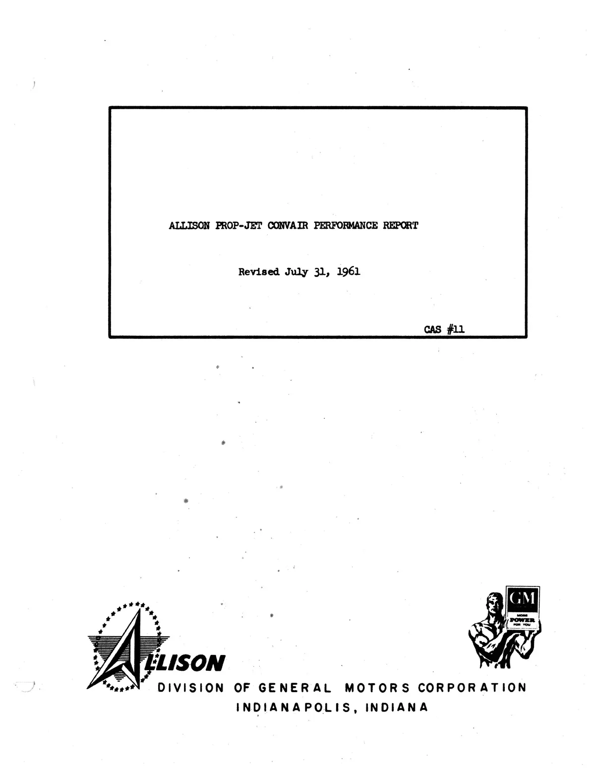 Allison Prop-Jet Convair Performance Report 1961 Cas #11 1