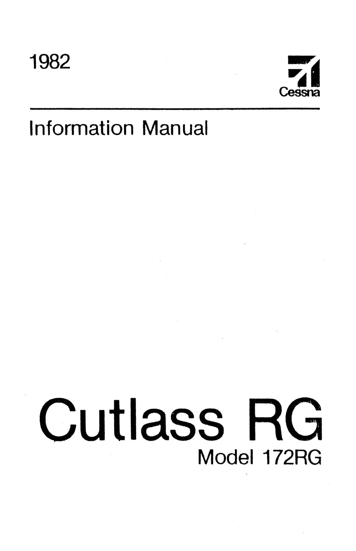 Cessna Cutlass Rg Model 172Rg 1982 Pilot's Information Manual D1213-13 1