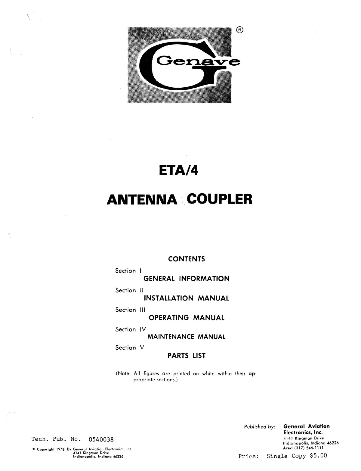 Genave Eta-4 Antenna Coupler Installation, Operating, Maintenance Manual 1