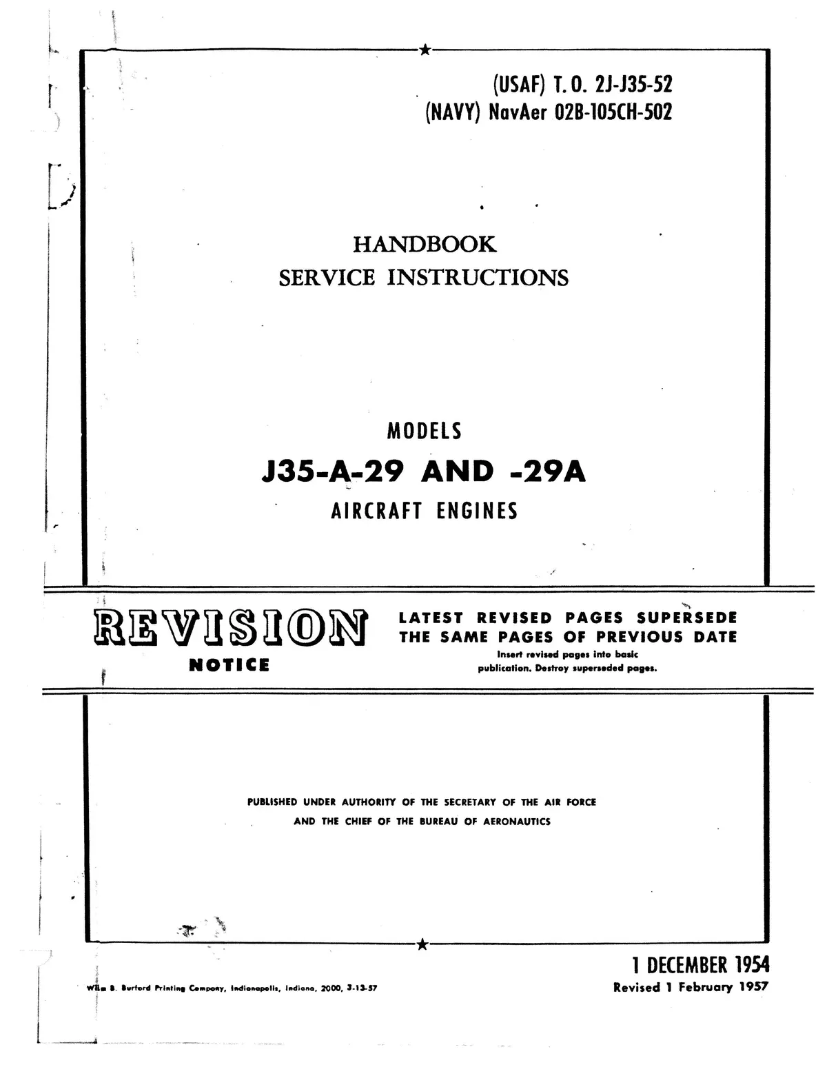 Allison J35-A-29 & -29A Service Instructions 2J-J35-52 1