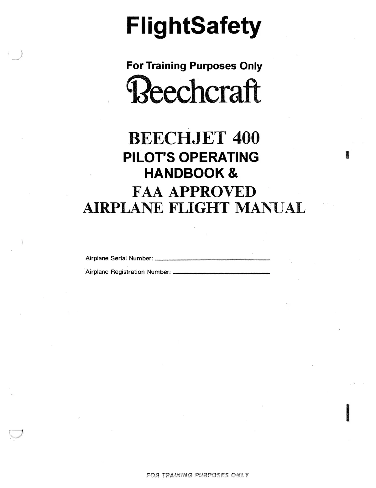 Beech Beechjet 400 Poh & Flight Manual Flightsafety Training Manual 1