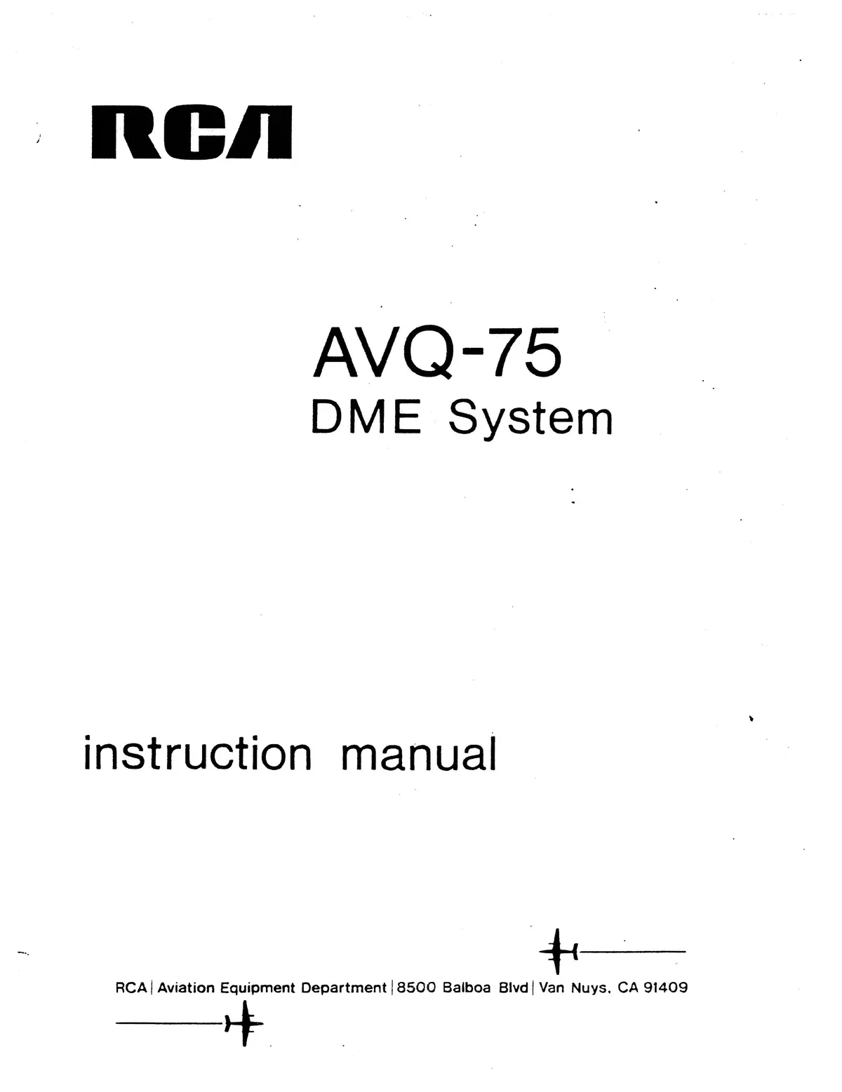 Rca Avq-75 Dme System Instruction Manual Ib96435-1 1