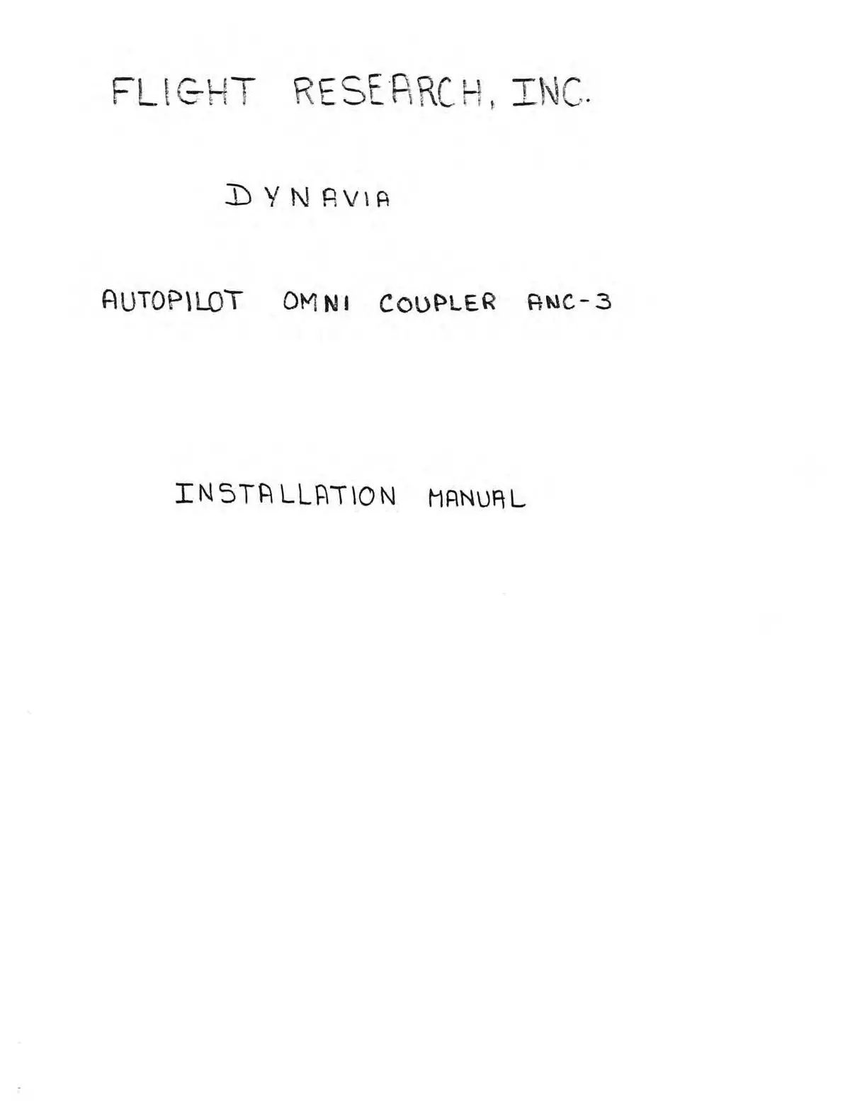 Flight Research Inc Dynavia Autopilot Omni Coupler Anc-3 Installation Manual 1
