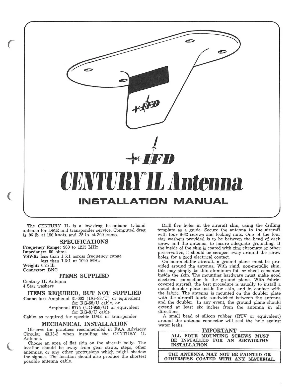 Ifd Century Antenna 1L Installation Manual 1