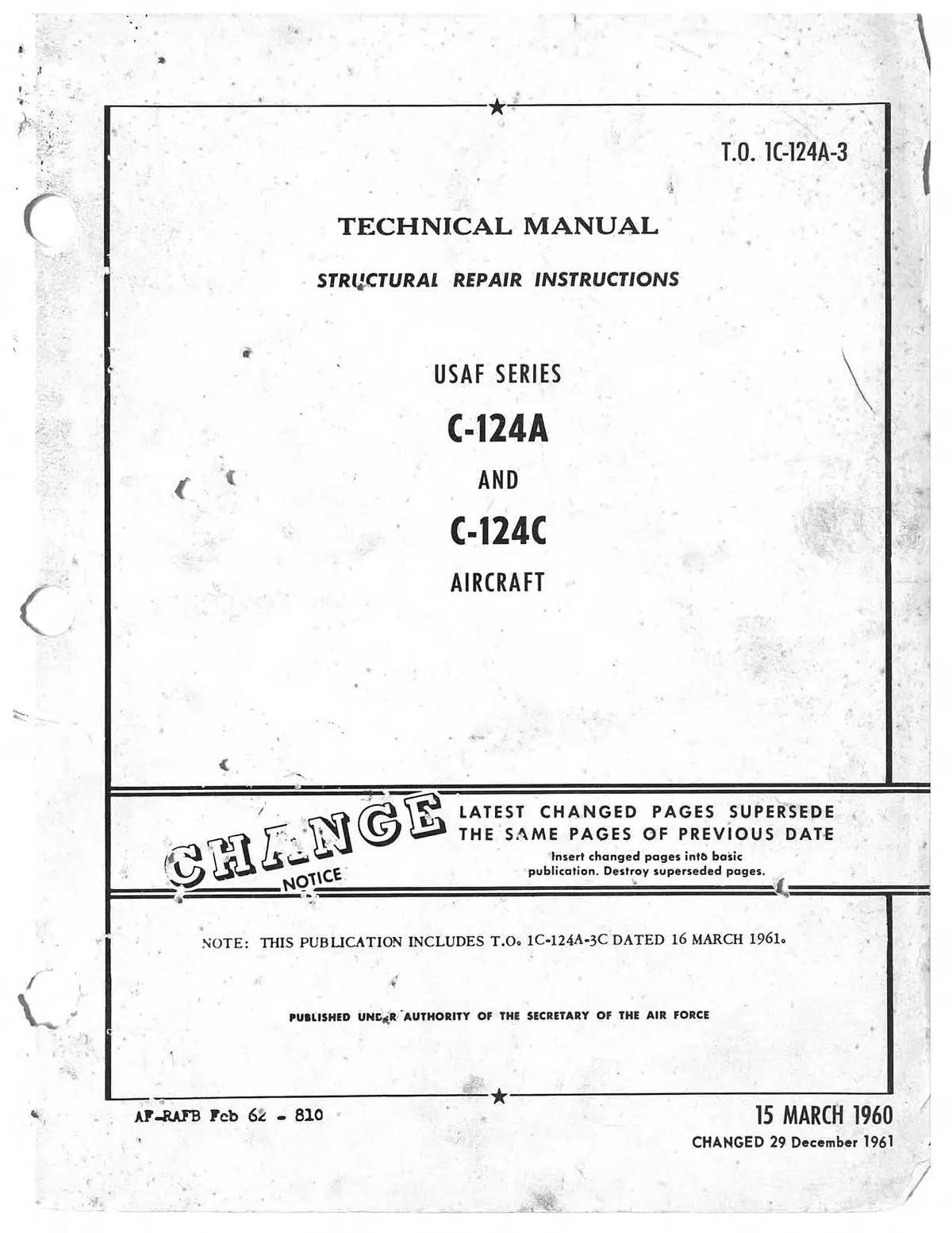 Mcdonnell Douglas C-124A And C-124C Structural Repair Instructions (1C-124A-2-3) 1