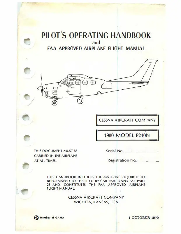 Cessna P210n 1980 Pilot's Operating Handbook 1