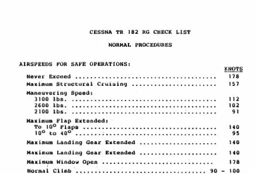 Cessna Tr182 Skylane Rg Pilot's Checklist (Cetr182-Cl-C) 1