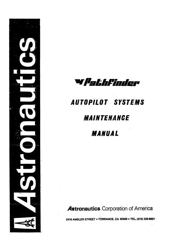 Astronautics Corp Of America P1,P2,P2a,P3,P3a,P3b 1976 Maintenance Manual (Anp1,2,3,76M) 1