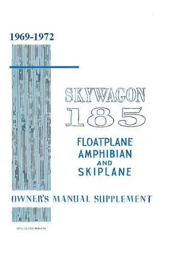 Cessna A185e Skywagon 1969-72 Float Owner's Manual 1