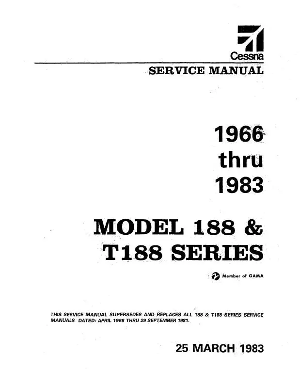 Cessna 188 Ag & T188 1966-1983 Maintenance Manual (D2054-1-13) 1
