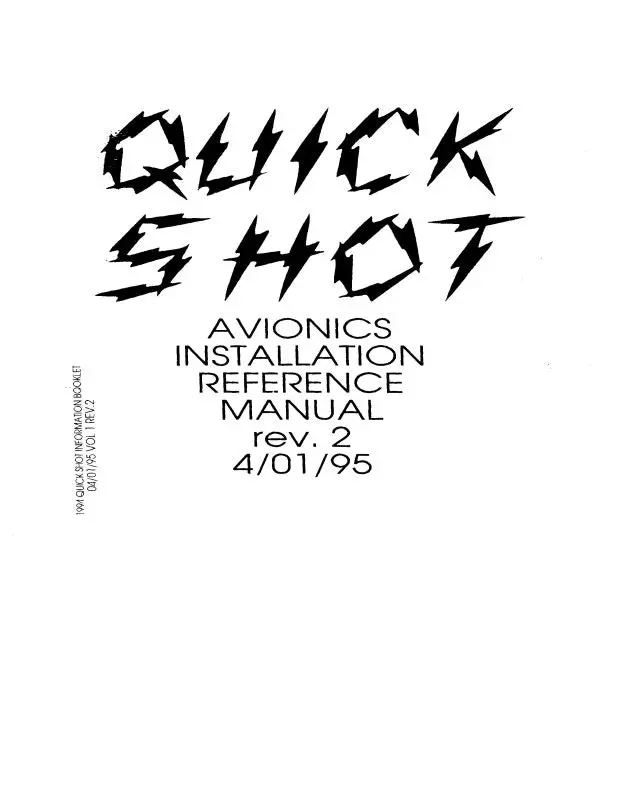 Avionics International Supply Quick Shot Avionics Manuals 1995 Installation (Aoquickshot) 1