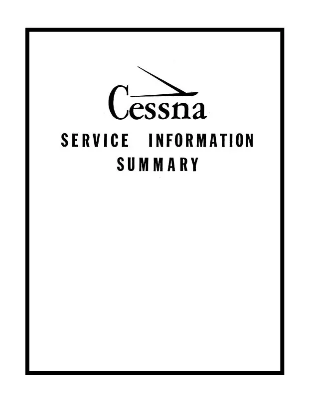 Cessna 190-195 Information Summary Service Information Summary (Ce190,195Ss) 1