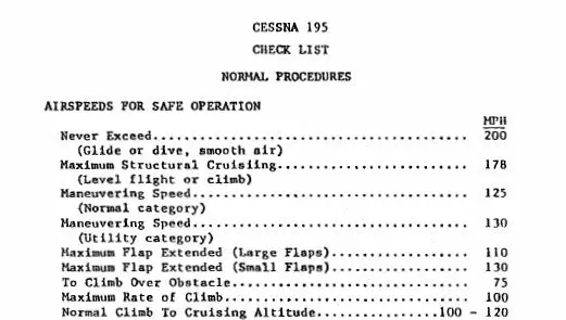 Cessna 195 Pilot's Checklist (Ce195-Cl-C) 1